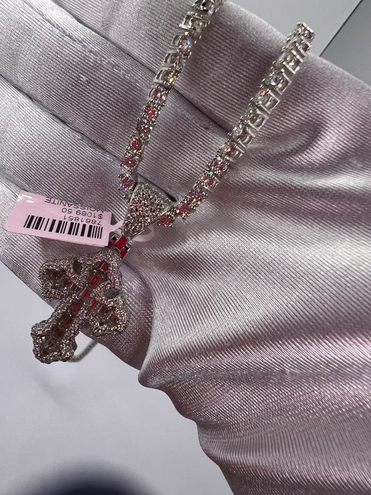 Iced out vvs tennis chain and cross